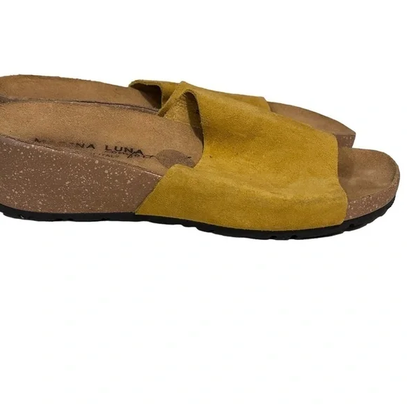 Marina Luna Women’s Suede Sandals Mustard Yellow Size 6.5 Made in Italy​​​​​​ - Picture 4 of 9